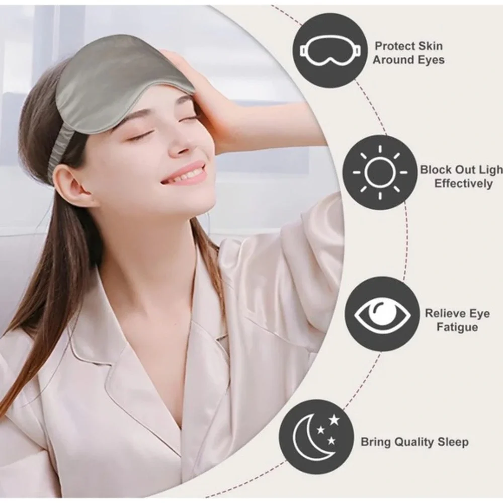 LiveGrounded‎ Premium Earthing Silver Silk Sleep Mask Mulberry Silk NEW